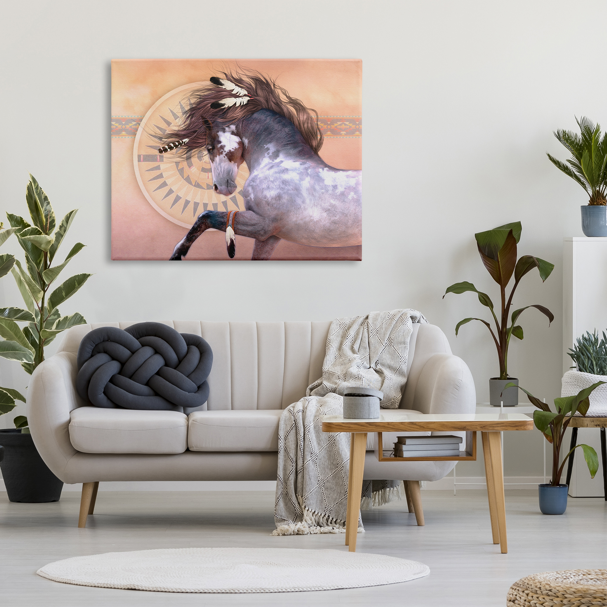 Stupell Industries Native Spirit Stallion Animals & Insects Painting Gallery Wrapped Canvas Art Print Wall Art, 48 x 36