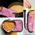 thumbnail image 5 of Heat-Resistant Reversible Oven Mitts and Pot Holders Set Double-Sided Insulated Gloves Kitchen Home Supplies Pink Glitter Background, 5 of 5