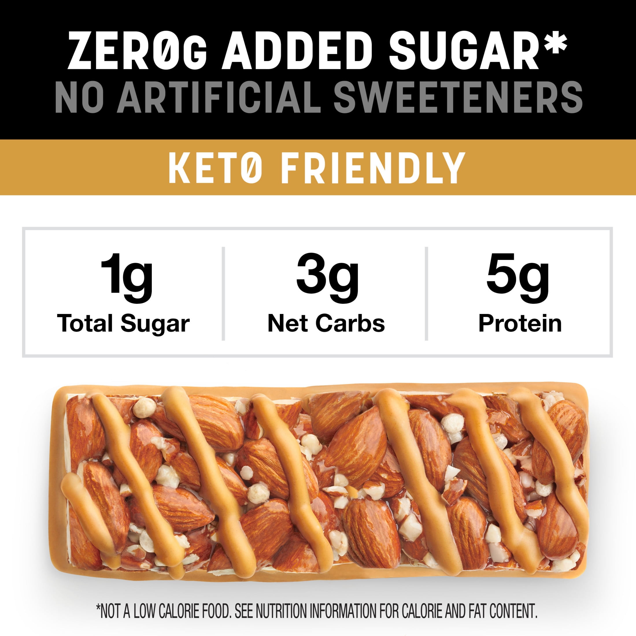 KIND Zero Added Sugar Bars, Caramel Almond & Sea Salt, Gluten Free, High Fiber, 5 Count