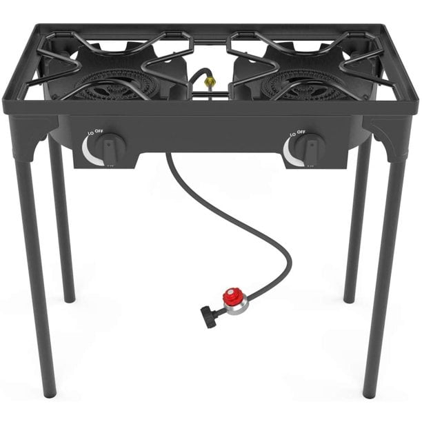 Double Burner Propane Stove Camping Hiking Outdoor BBQ Gas Cooker 