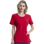 Cherokee Infinity Scrubs Top for Women Round Neck 2624A, XL, Red