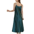 thumbnail image 5 of Defitshape Women's Satin Sleep Dress Deep V Neck Silk Nightgown Long Pajama Dresses Sexy Dressing Gown Spaghetti Strap Sleeveless Chemises Tea Length Sleepwear Summer Lingries Dark Green Teal Medium, 5 of 5