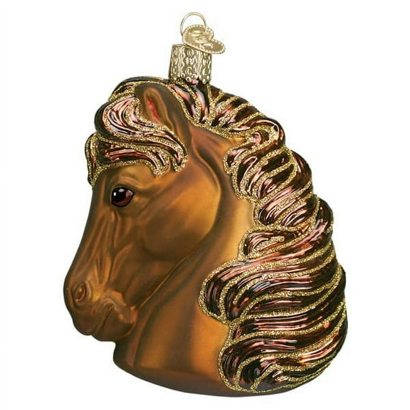 Old World Christmas Horse Head-Brown Glass Blown Ornament for Christmas Tree