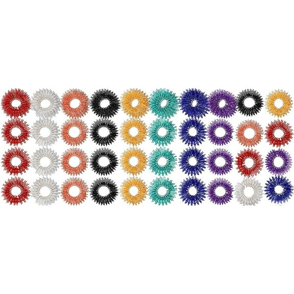 40 Pack Spiky Sensory Finger Rings, Acupressure Spiky Sensory Finger Rings for Adults, Silent Stress Reducer and Massager Fidget Ring for Anxiety for Men, Women(Classic Colors)