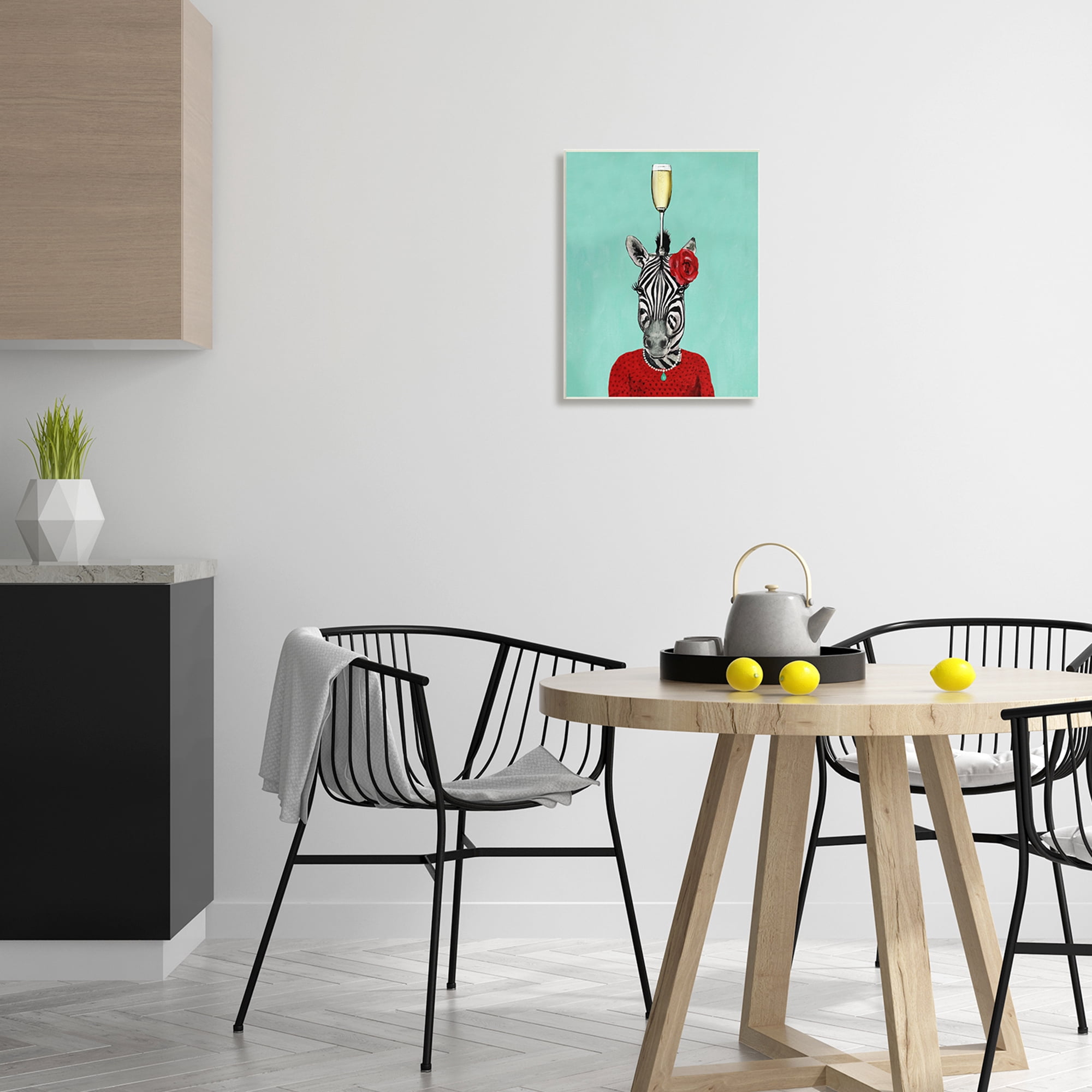 Stupell Industries Fashionable Zebra Patterned Red Outfit Champagne Glass Paintings Unframed Art Print Wall Art, 13x19, by Coco de Paris