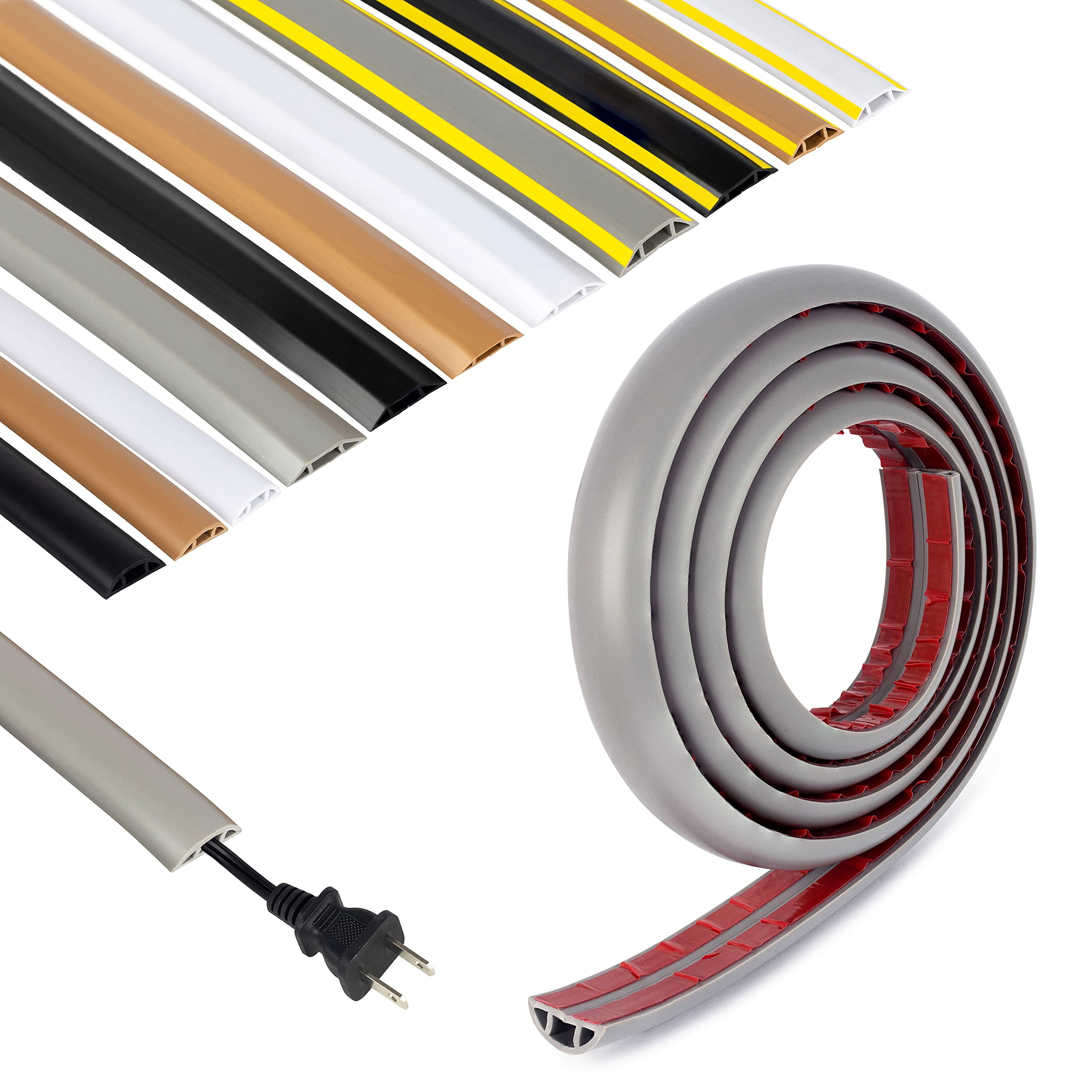6.5ft Floor Cord Cover Cable Protector, Strong Self-Adhesive Rubber Wire  Management Organizer Hider - Extension Protect Cords and Prevent Trip  Hazard, Wall Cord Cavity for Home Office Outdoor (White) 