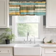 thumbnail image 3 of Brown Blue Vintage Rod Pocket Curtain Valance, Retro Farmhouse Elegant Pastoral Farmhouse Window Valance for Living Room, Bedroom, Kitchen 54"W x 18"L, 3 of 9