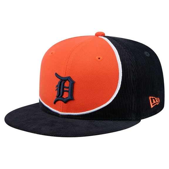 Men's New Era Navy/Orange Detroit Tigers Retro Split Corduroy Snapback Hat