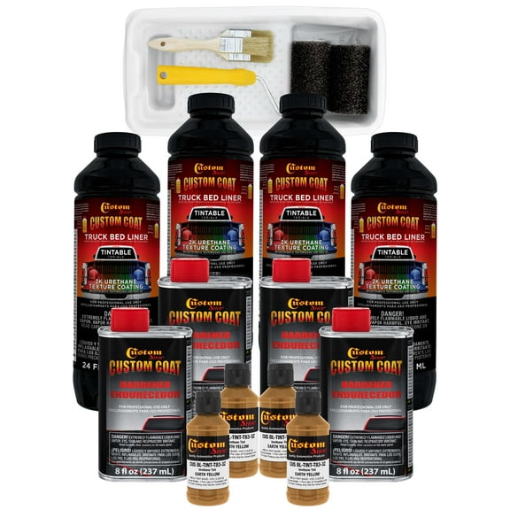Custom Coat 30257 Earth Yellow T83 Urethane Roll-On, Brush-On or Spray-On Truck Bed Liner, 1 Gallon Kit with Roller Applicator Kit
