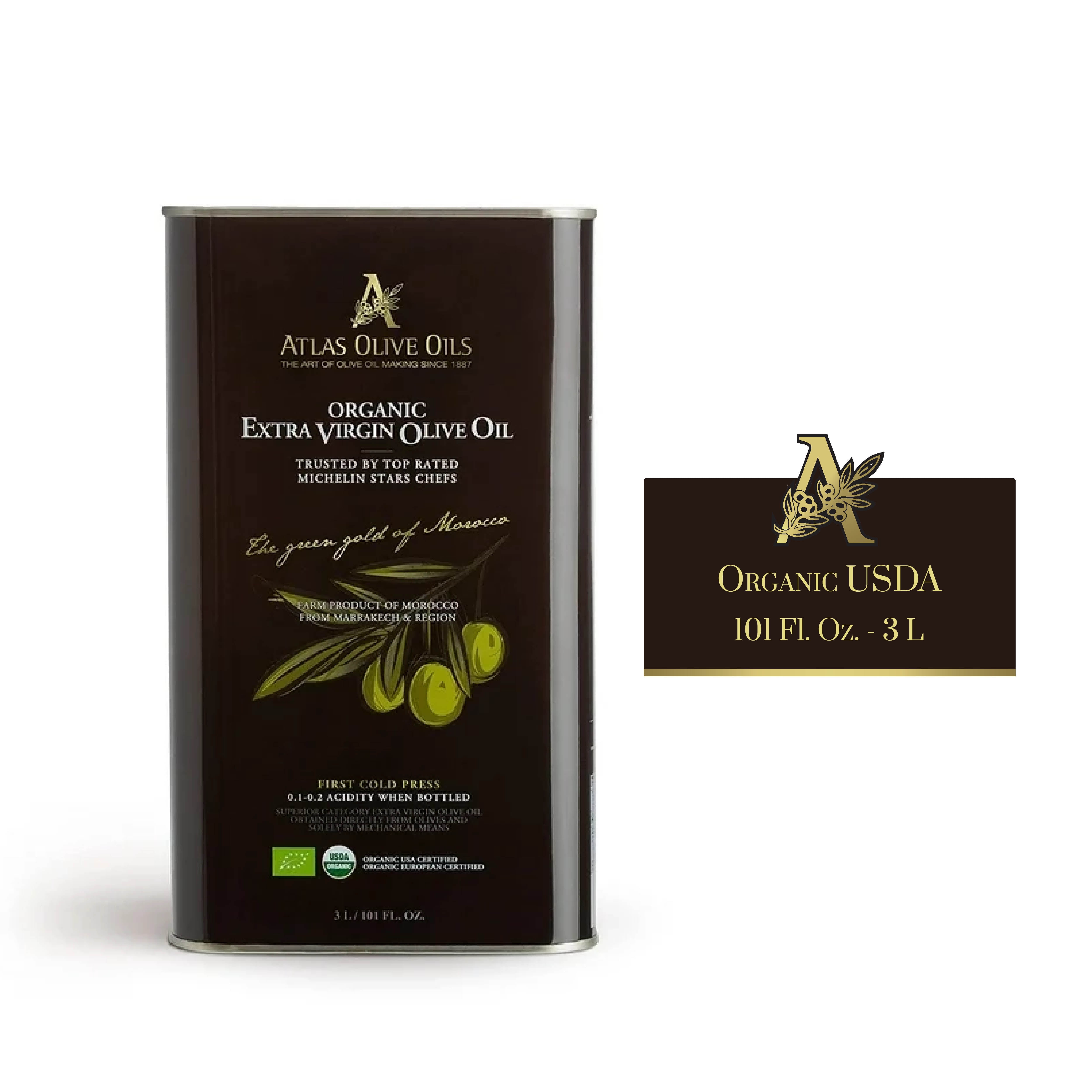Atlas Organic Cold Press Extra Virgin Olive Oil, 3 LT, Moroccan