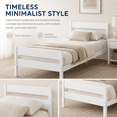 thumbnail image 6 of Miniyam Twin Bed Frame, Solid Rubber Wood Platform Bed with Headboard and Footboard, White, 6 of 7