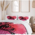thumbnail image 6 of Ambesonne Wine Duvet Cover Set, Sketch Watercolor Heart, 2-Calking, Pink Coral Black, 6 of 7