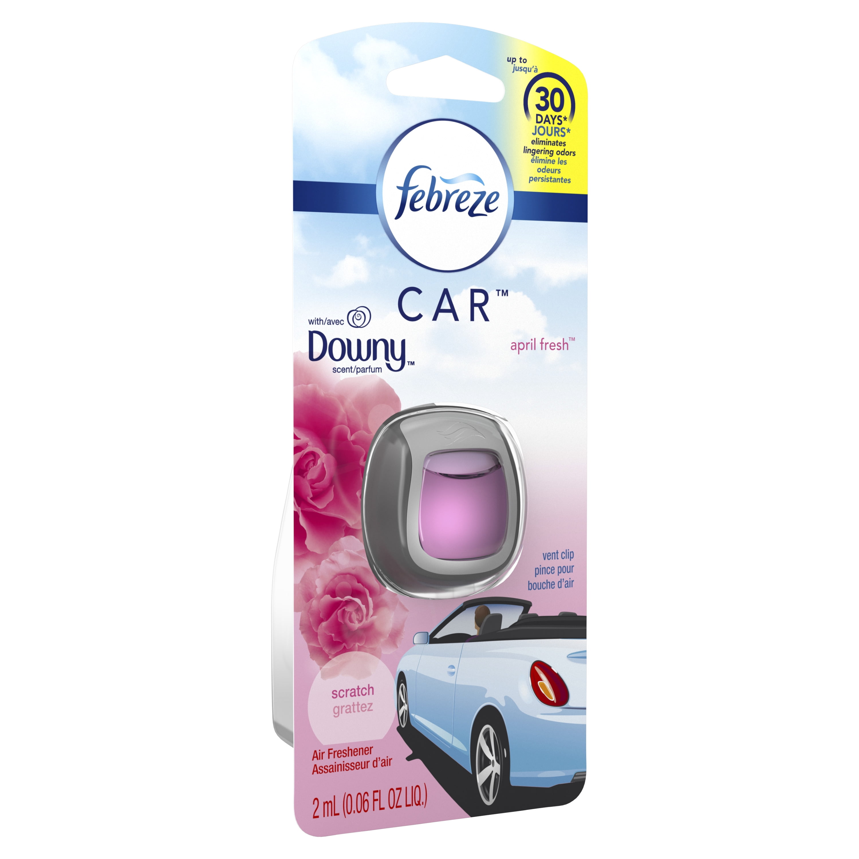 Febreze Car Air Freshener Vent Clip with Downy Scent, April Fresh, 1 Count  