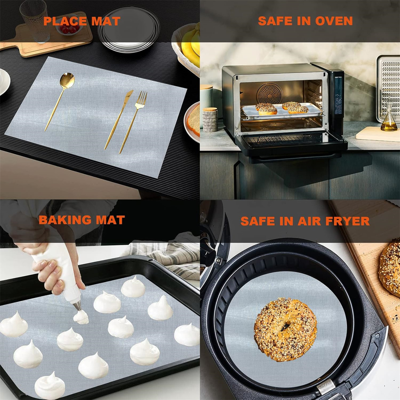 Silicone Baking Mat Roll,Bexikou 11.8IN x 6FT No Slip Silicone Pastry Mat,Reusable Freeze Dryer Mat,Non-Stick Air Fryer Oven Liner,Washable Oil-Proof Refrigerator Liner