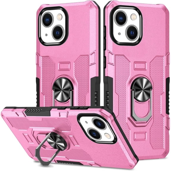 HCTian Case for iPhone 13 Case 6.1" 13 Case, Heavy Duty Kickstand Holder Built-in Magnetic Car Mount Shockproof Camera Protective Phone Cover for iPhone 13
