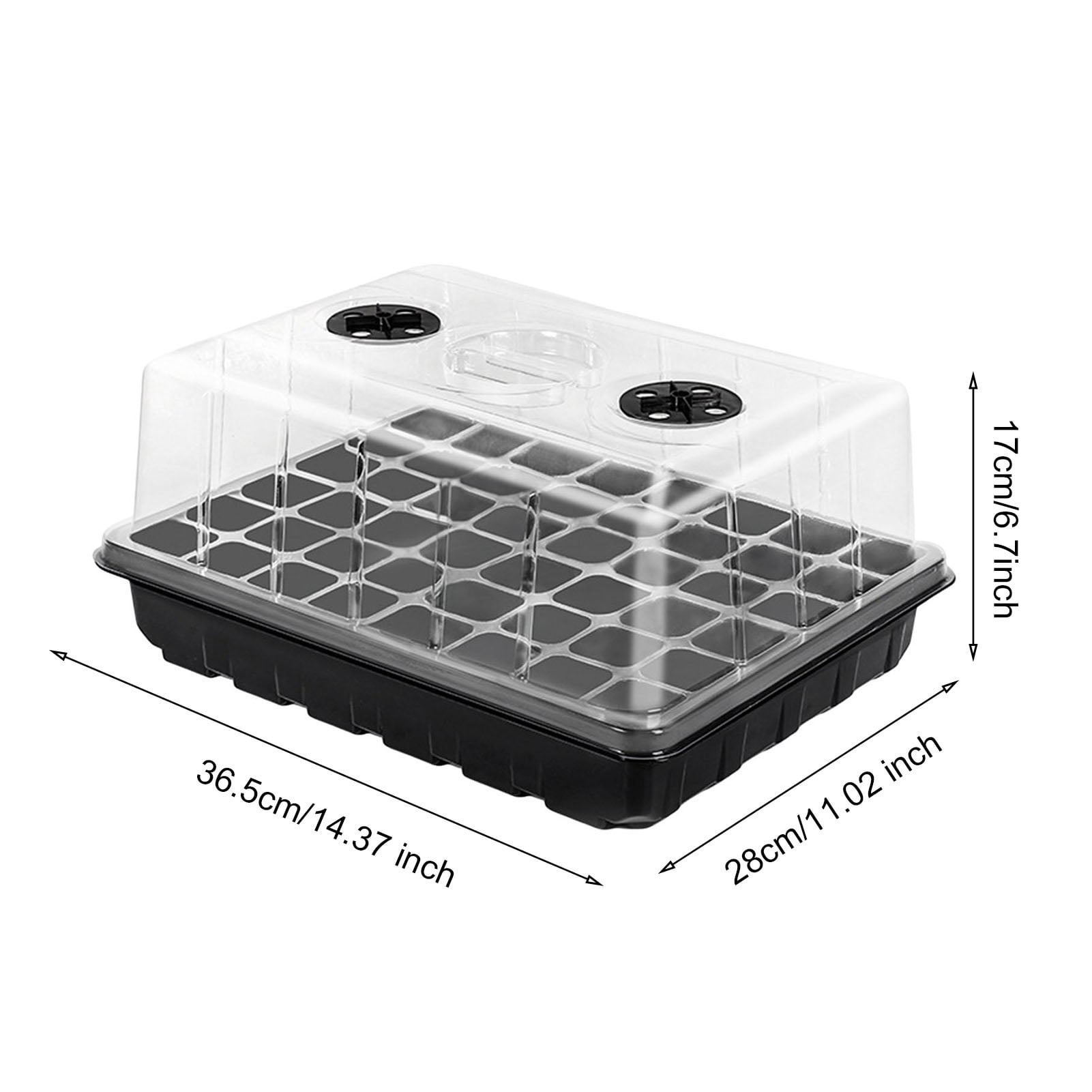 OIUR Plants Nursery Box with Humidity Dome 24 Cells or 48 Cells Transparent Seeds Starter Tray Plant Germination Box with Adjustable Vents for Seedlings Growth
