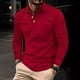 thumbnail image 2 of Men's Golf Shirt Casual Sports V Neck Ribbed Collar Short Sleeve Fashion Casual Solid Color Plain Spring & Summer Regular Fit L, 2 of 5