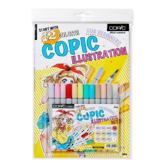 Copic Ciao Marker Illustration Bundle Set, 12-Colors