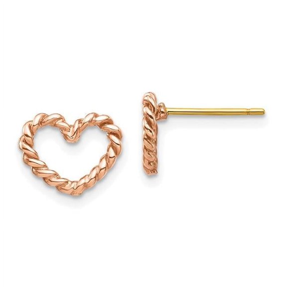 Primal Gold 14 Karat Rose Gold Polished Twisted Heart Post Earrings