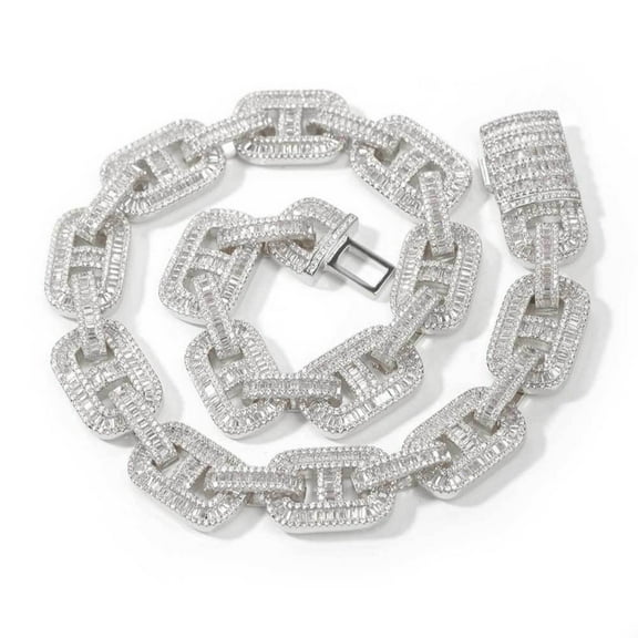 Solid Thick Miami Cuban Link Chain for Men, Width 15mm Big Iced Out Men Cuban Chains, Sparkling Hip Hop Cuban Link Necklace, 16-24 Inch - Gift Box Included