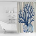 thumbnail image 4 of Navy Blue Coral Shower Curtains for Bathroom Waterproof Fabric Bath Curtains Decor Bath Tub Curtain Coastal Shell Summer Beach Stripe Decorative Shower Curtain Sets with 12 Hooks, 72x72 Inch, 4 of 6