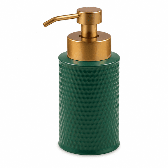 ABCISI Foaming Soap Dispenser, 9.1 oz Dark Green Ceramic Foam Soap Pump with Gold Pump, Refillable Hand Soap Dispenser for Bathroom, Kitchen, Vanity and Laundry Room