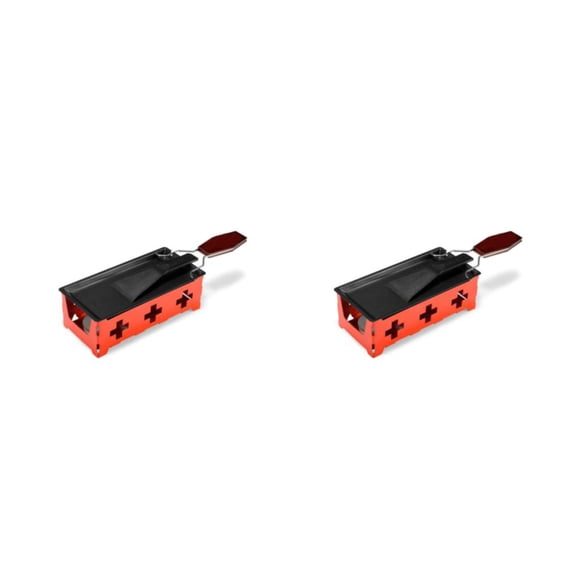 Matsuzay Juego de parrilla de acero inoxidable antiadherente Mini Rectangular portátil lavable Color sólido bistec barbacoa estufa para Rojo 2Conjunto