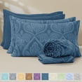 thumbnail image 4 of Lux Decor 6 Piece Queen Sheet Set – Ultra-Soft Microfiber, Paisley Print, Upto 16" Deep Pocket Fitted Sheet, Flat Sheet & 4 Pillowcases, Navy Blue, 4 of 11