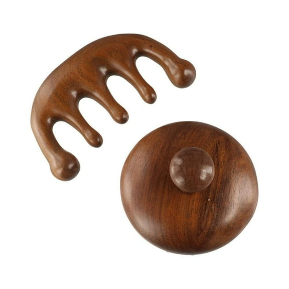 Portable Wide Tooth Comb Massage Comb, Acupoint Massager Curly Hair Gift, Wooden Comb Scalp Massager Hair Comb(28 Nail Discs)