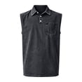 thumbnail image 5 of Inglocry Big and Tank Tops for Men Vintage Denim Henley Shirts Casual Button Up Acid Wash T-shirt Sleeveless Boxy Tee Shirts Gray L, 5 of 5