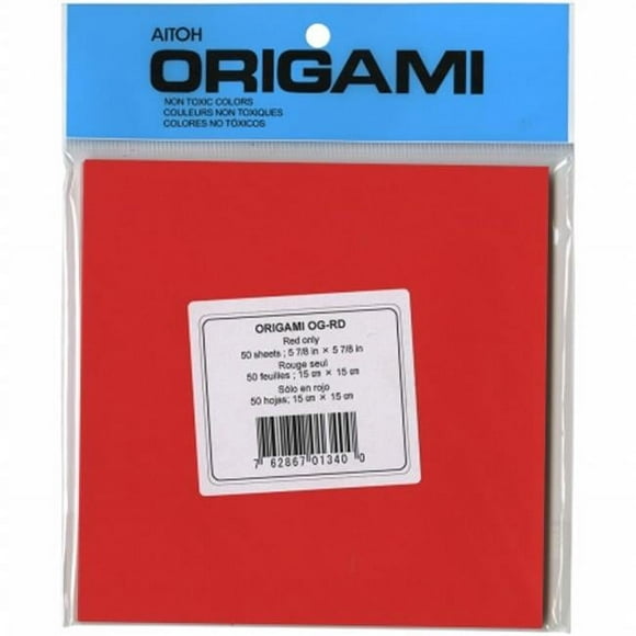 Aitoh OG-RD Origami Paper 5.875&apos;&apos;X5.875&apos;&apos; 50/Pkg-Red