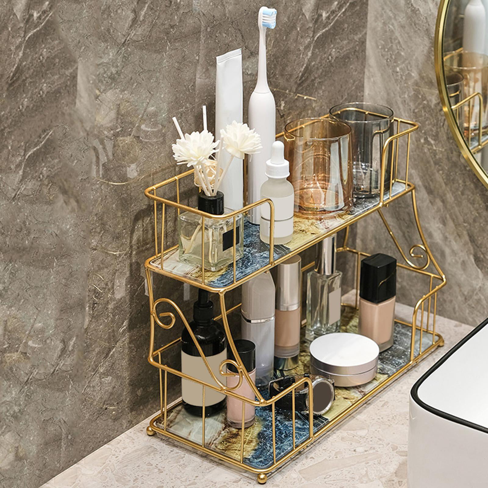 Double Layer Space Aluminum Bathroom Shelf Shower Shampoo Soap Cosmetic  Shelves Bathroom Accessories Storage Organizer Rack Holder