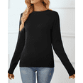 thumbnail image 5 of QUALFORT Women’s 100% Cotton Crew Neck Long Sleeve Pullover Sweater – Soft Lightweight Knit Top, 5 of 6