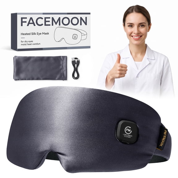 Heated Eye Mask for Dry Eyes: Silk Cordless Eye Warmer Compress for Dry Eyes - Eye Heating Pad for Stye Treatment Headache Tired Eyes Relief - Washable Rechargeable Electric Heat Sleep Masks