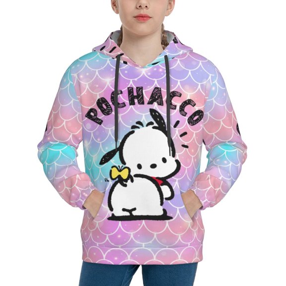 Sanrio Pochacco Kids' Hoodie 3d Print Sweatshirt Soft Pullover Hooded With Big Pockets Fans Gifts For Boys Or Girls Small