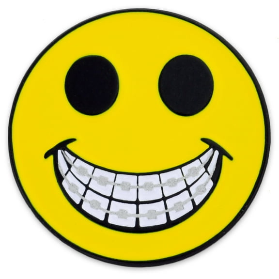 PinMart's Yellow Smiley Face w/ Braces Dentist Orthodontist Lapel Pin