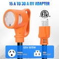 thumbnail image 4 of SPEEDWOW RV Adapter 30 Amp to 15 Amp, NEMA 14-50P to 5-15R Cord 12-Inch, 125V Power Adapter with LED Indicator, Upgraded Handle for Outdoor Camping Generator, ETL Listed, 4 of 8