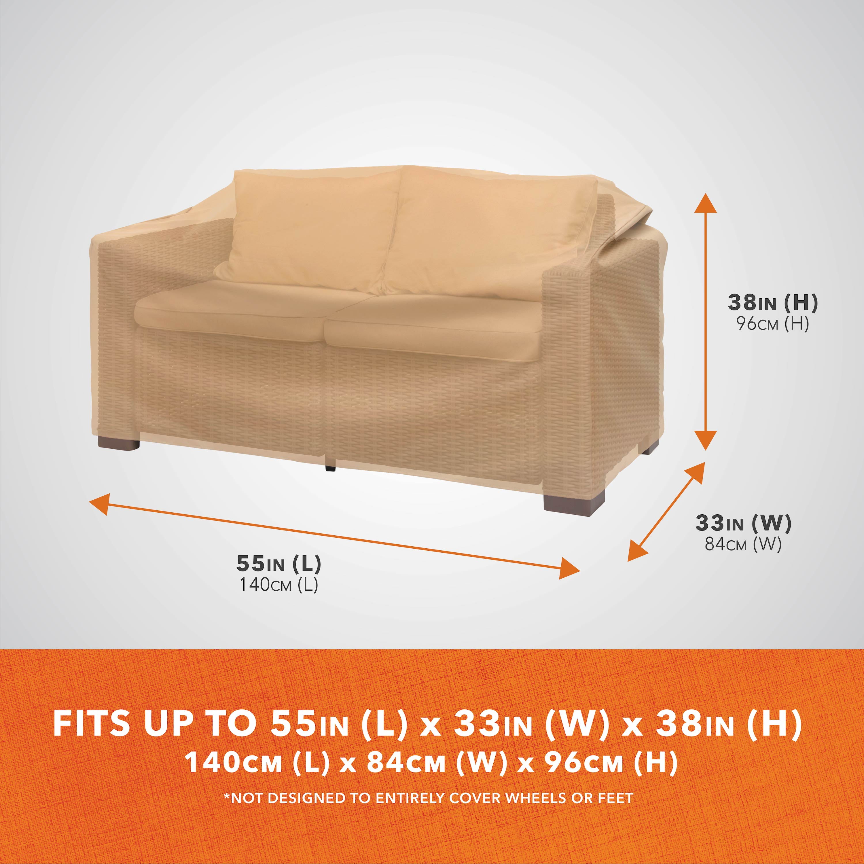 Modern Leisure Basics Patio Loveseat Cover, 2-Pack, 55"L X 33"W X 38"H, Khaki