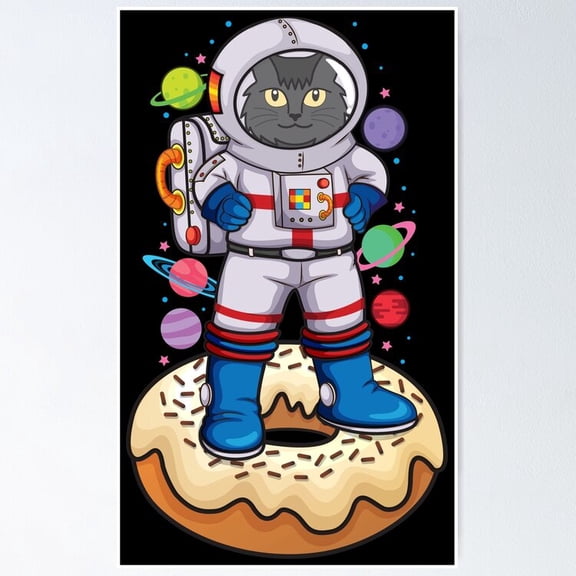 Poster Space Cat Poster Vintage Wall Arthot Trend! , Poster Only