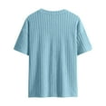 thumbnail image 4 of TrdSipl Men's Textured Knit Shirt Classic Ribbed Jacquard T-Shirt Summer Round Neck Fashion Tees Blue XL, 4 of 4