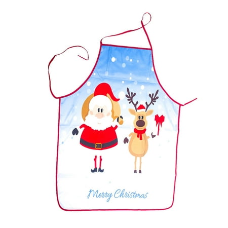 

Christmas Themed Apron Home Kitchen Party Printing Pattern Apron Holiday Decoration F Type
