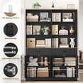 thumbnail image 6 of Homfa 69'' Black Bookshelf with Drawers, 6-Tier 6 Cubes Display Bookshelf for Living Room, 4 Doors Double Row Bookcase with Adjustable Shelves, 6 of 8