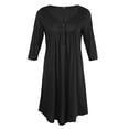 thumbnail image 1 of Vestido camisero informal de manga 3/4 para mujer, estilo túnica larga, holgado, hasta la rodilla S, 1 of 9
