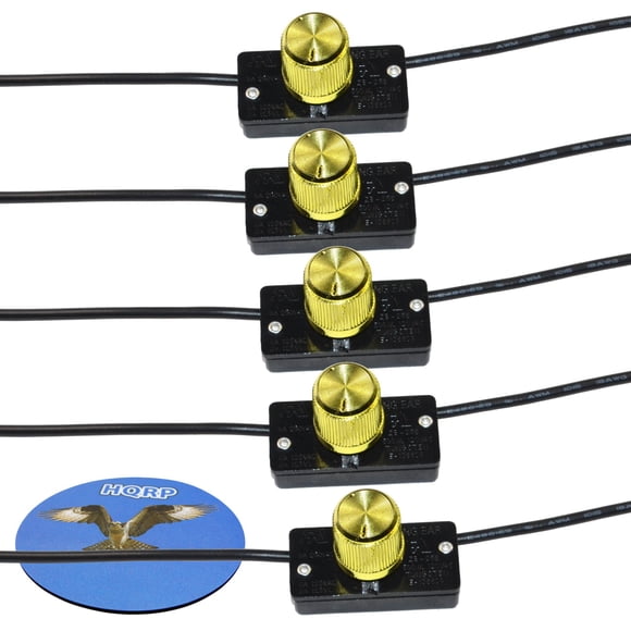 HQRP 5-Pack Universal Dimmer Light Lamp Switch With Rotary Knob 125V 6A + HQRP Coaster