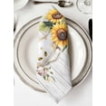 thumbnail image 2 of nqOlkjepod Sunflower Cloth Napkins Set of 4 Reusable Dinner Napkins, Summer Bee Wildflower Vintage Grey Wood Grain Cocktail Napkin Washable Table Napkins for Wedding/Party/Baby Shower 20"x20", 2 of 8