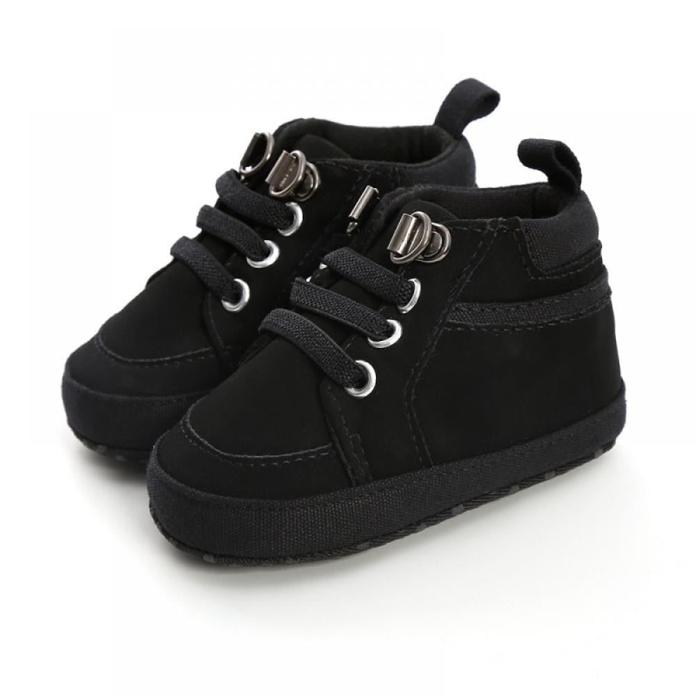Baby Boys Girls PU Leather Shoes Lace-up Design Soft Sole Anti-Slip Baby First Walking Shoes 