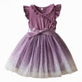 thumbnail image 1 of gdxvjhbj Robe Fille Robe Tout-Petit Robe Bébé Fille Lin à Volants Dos Nu Sans Manches Robes Enfants Été Robe d'Été 2T 3T (Violet,2-3 Ans), 1 of 9