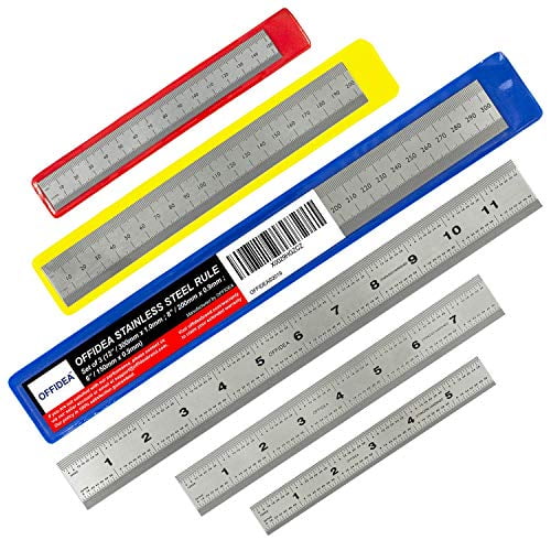 Offidea Machinist Ruler Set 6 8 12 Inch Rigid Stainless Steel Ruler With Inches And Centimeters 1 64 1 32 Mm And 5 Mm 6 Inch Ruler 12 Inch Ruler Metric Ruler Mm Ruler Metal Ruler Walmart Com Walmart Com