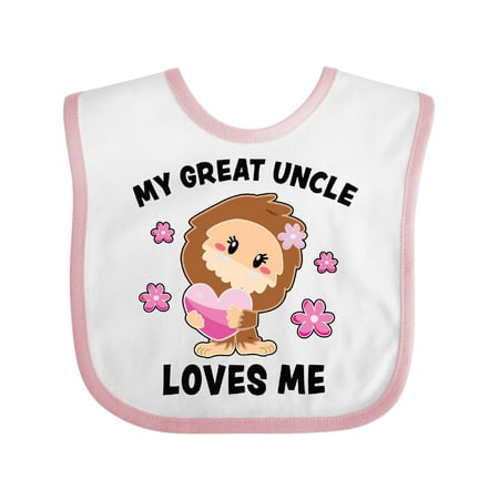 

Inktastic My Great Uncle Loves Me with Bigfoot Gift Baby Girl Bib
