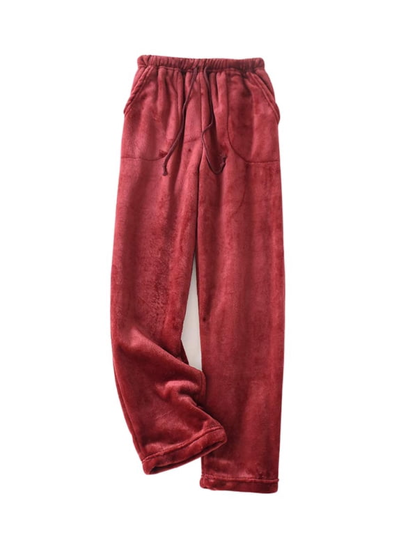 Women Plush Fuzzy Pajama Pants Flannel Fleece Winter Warm Lounge Sleepwear Nightwear with Pockets